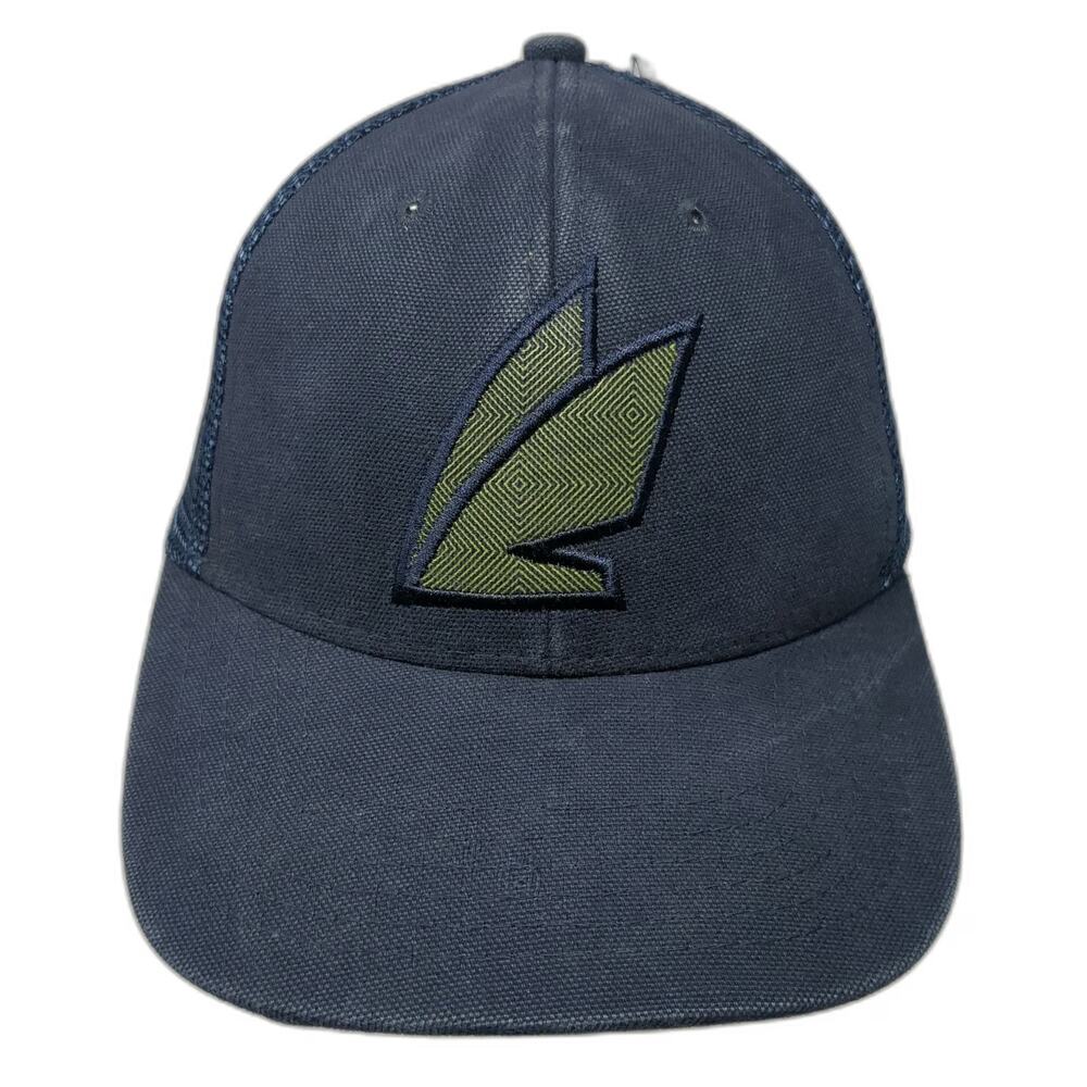 Sage Trucker Hat Blue One Size Snapback Mesh Side Logo Geometric Embroidery